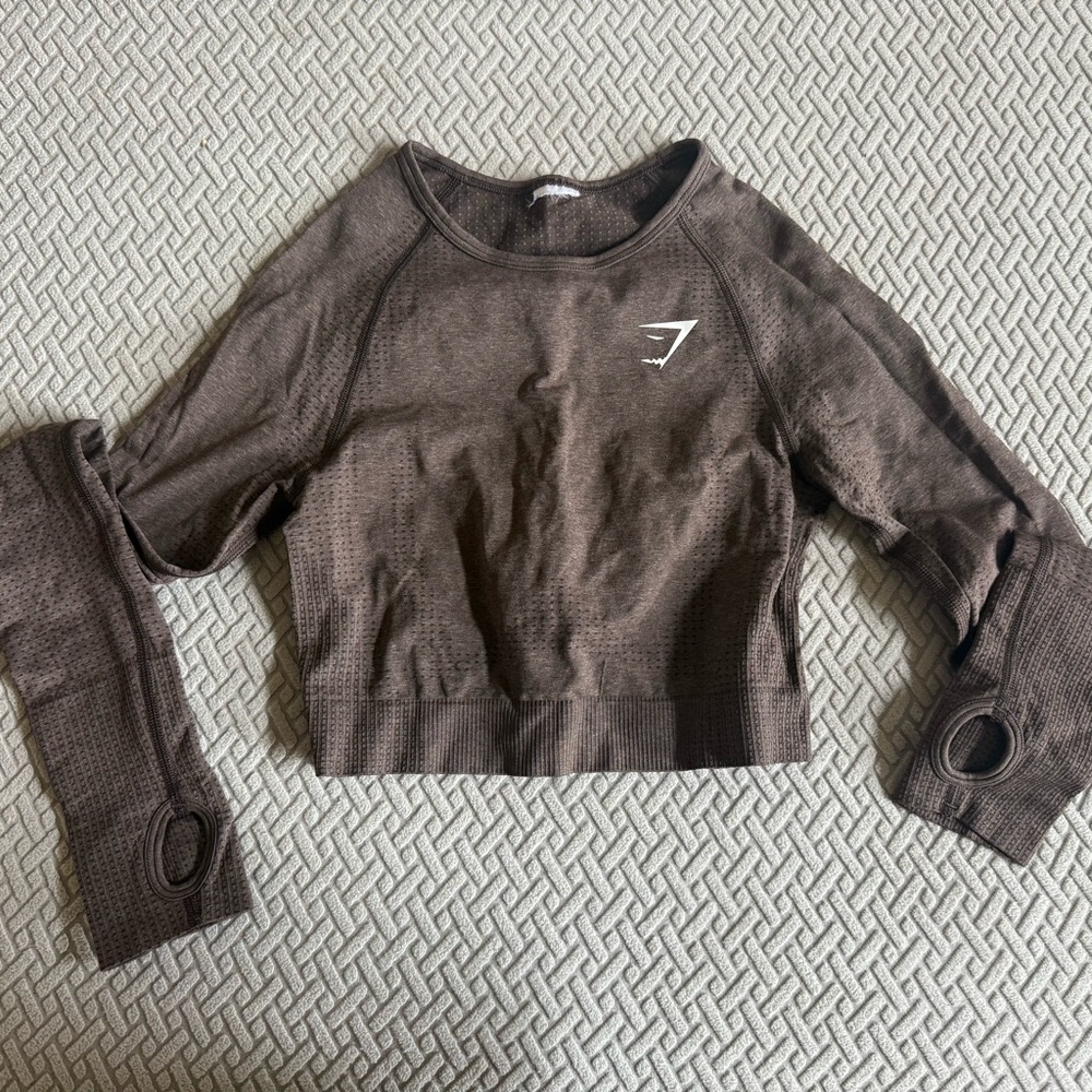 Gymshark Brown Long Sleeve Crop Top
